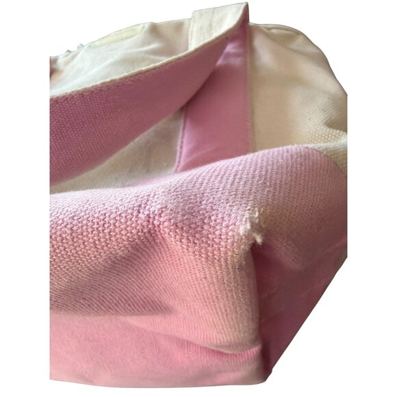Garnet Hill Kids Canvas Tote Bag Pink & Beige W/ Striped Interior - Picture 7 of 7